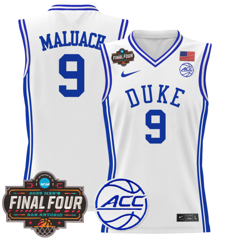 Men Duke Blue Devils #9 Maluach white 2025 Final Four Patch NCAA Jersey->ncaa teams->NCAA Jersey